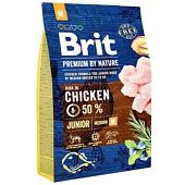 Корм сухой Brit Premium с курицей для щенков и молодых собак средних пород 3кг