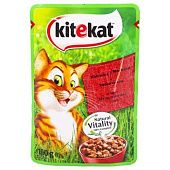 Корм Kitekat с говядиной в соусе для взрослых кошек 85г